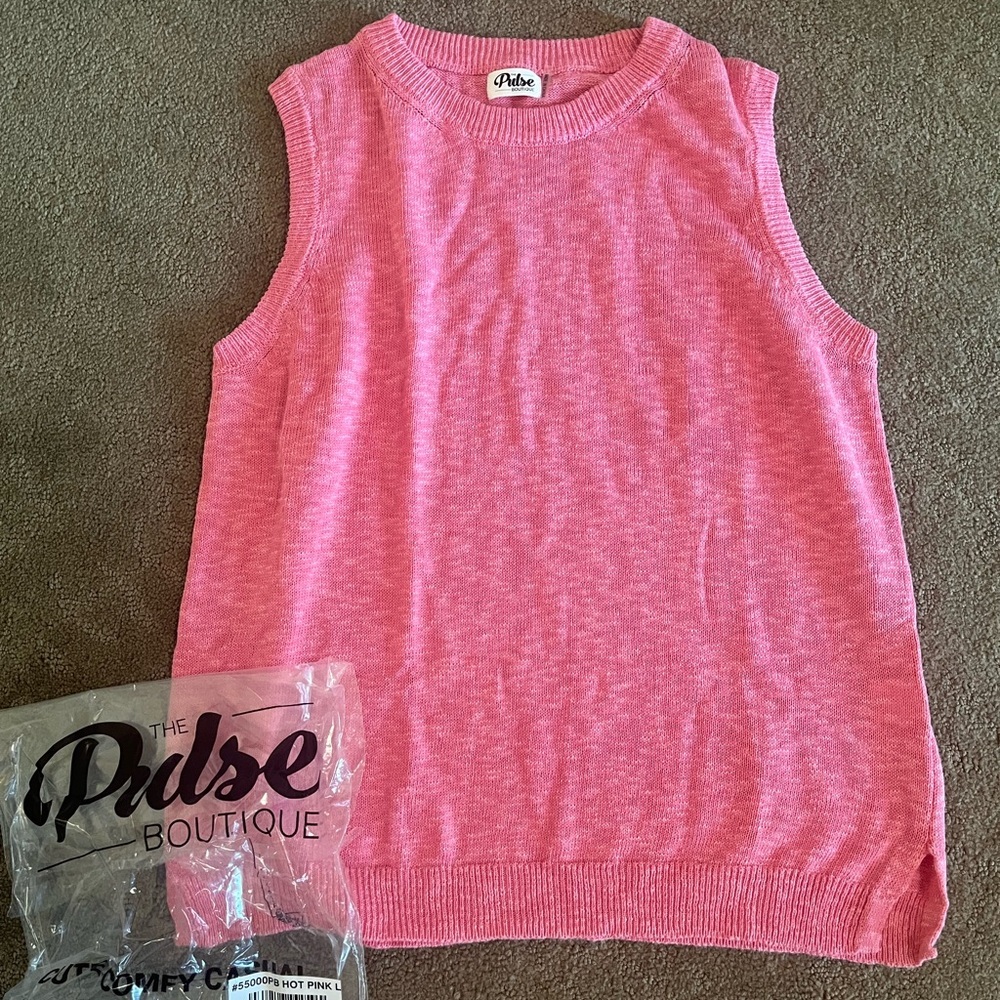 Pulse Pink Sweater Top with Relaxed Fit